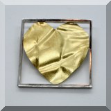 J020. 18K yellow gold heart in a sterling silver box pin. 1.25” x 1.25” - $265 
